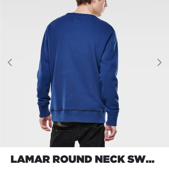 G-star Raw blue pullover sweater/sweatshirt features a layered crewneck sz XL - Picture 4 of 7